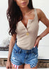 Boho Button Neck Top Blouse Kamiyah